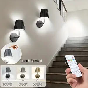 Modern Wireless USB Rechargeable Dimmable Wall Lamp, Three Color Adjustable Dimming, Remote Control, Bedroom Living Room Hallway Lighting, Home Decor Light