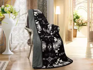 Southwest Aztec Sherpa Throw Blanket - 50” X 60”