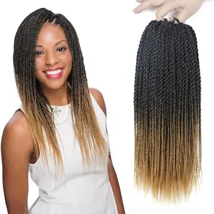 NAYOO Senegalese Twist Crochet Hair - 8 Packs 14 Inch Small Crochet Hair for Braiding, 30 Strands/Pack Braid Crochet Hair For Women, Crochet Twist Hair Braiding Hot Water Setting(14 Inch,1B/27)