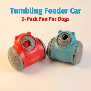 2pcs Dog Slow Feeder Toy, Wobble Treat Dispenser, Pet Interactive Toy, Training Toy, Fun Dog Toy, Plastic Material, Model G012