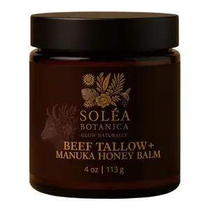 Soléa Botanica Beef Tallow + Manuka Honey Balm . Two powerful ingredients. One luxurious balm. 4oz