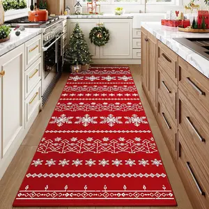 Vintage Christmas Tree Snowflake Carpet, Foldable Washable Non-Slip Plush Rug for Living Room Bedroom Kitchen Hallway, Large Area Easy Clean Mat, Home Decorative Rug