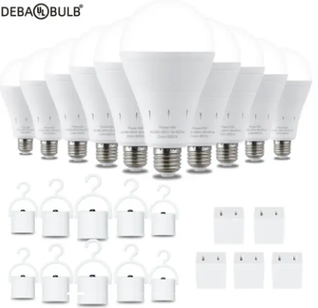 DEBAOBULB Rechargeable Emergency Light Bulbs  Battery Powered LED Light Bulb 6000K Daylight E26 120 Volt 9W 60W Equivalent with 1200mAh for Home Power Outage Camping Hurricane summergarden