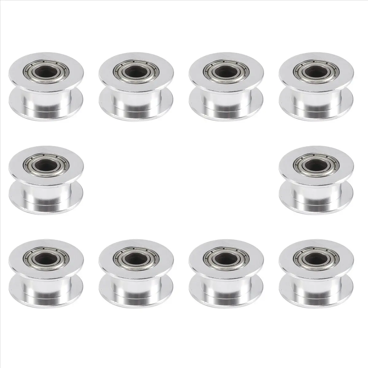 GT2 Aluminum Timing Belt Idler Pulley (Pack of 10) - GT2 20T, 6x5mm (WidthxBore), Timing Drive Machinery Parts for 3D Printers & Household Appliances