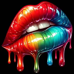 1pcs 5D DIY Handmade Diamond Art Painting Kit, 5d Diamond Art Kit, DIY Decoration, Rainbow Lips Diamond Art Painting Kit Full Round Drill Diy, Mosaic, Diamond Art, DIY Art Home Decor, Handicraft, Suitable for Halloween and Christmas, Diamond Art Tools