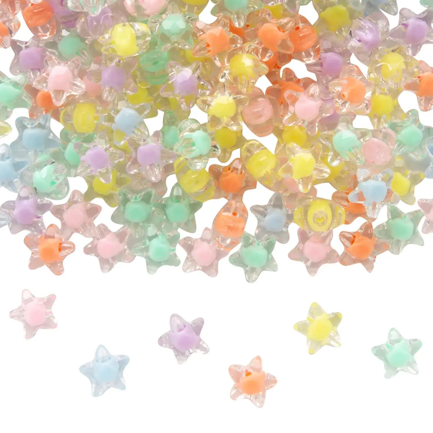 12mm Bulk 200 Pc. Pastel Star-Shaped Plastic Beads