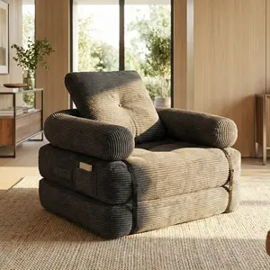 Folding sofa bed, corduroy, deep sitting, indoor, compression sofa, pillow folding mattress with backrest