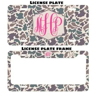 Duck Camo Custom Monogram License Plate & Frame – Stylish Car Accessories Set for Hunters & Outdoor Lovers, Truck Car Tags, Gifts for Him, Tag for Car, Car Accessories