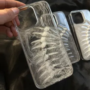 White Fishbone Niche Ins Crusoe Style Halloween Phone case Protective Back for iPhone17promax17pro/17/17Air/16promax/16pro/16plus/16/15/14/13/12/11/Protection Cover Protector Shockproof Casing Smartphone Cellphone Skeleton