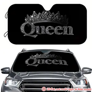 1pc Queen's Crown Diamond Letter Car Sunshade 2D High Definition Printing, Car Sunshade Effectively Block Sunlight, Suitable for Front windshield Decoration of General Motors, Motorhomes, SUVs