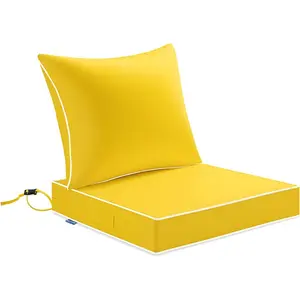 Yellow Outdoor Seat Cushion 22x24 Inch  & 3 Year Fade Resistant Deep Seat and  Cushion for Patio Furniture Chair Sofa Couch with Handle and Adjustable Straps