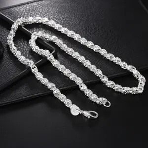 925 Sterling Silver Man Chain Necklace,20-24inch Necklace for Men Women Fashion Party Wedding Accessories Elegant Gift for everyday wear