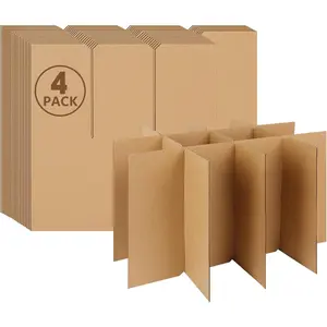 4 Sets Glass Dividers for Moving Boxes, 3x4 Grid Cardboard Dividers for 16x12x12 Inch Box, Corrugated Cardboard Packing Supplies for  Glasses & Fragile Glassware (Box Not Included)