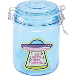 FUJIMA UFO GLASS JAR WITH CLASP 22OZ BLUE