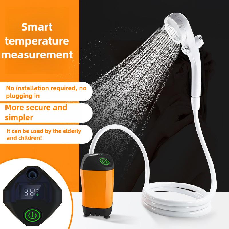 Ducha para acampar al aire libre IPX7, resistente al agua con pantalla Digital, bomba de ducha eléctrica portátil para senderismo, viajes, playa, riego de mascotas
