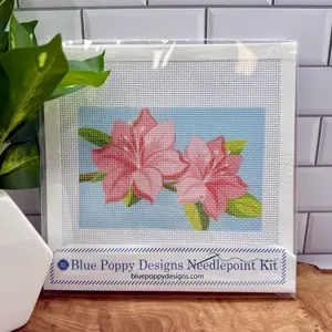 Azaleas Needlepoint Kit (on blue)