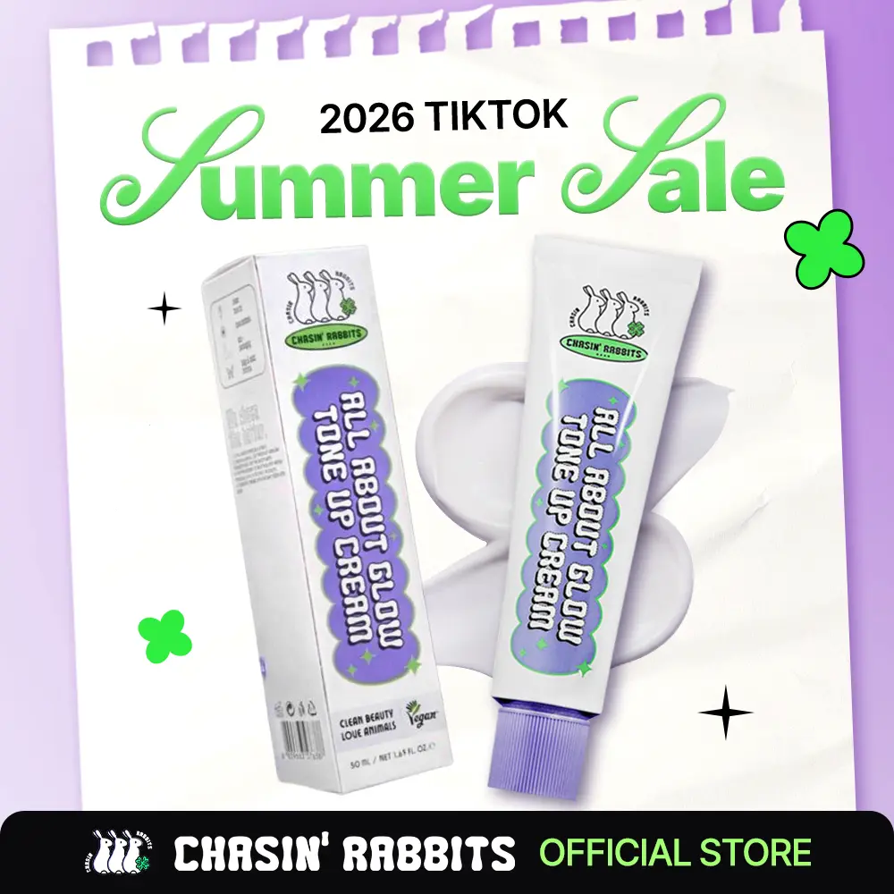CHASIN' RABBITS All About Glow Tone-up Cream 1.69 fl. Oz, Natural Makeup Base, No Makeup Natural Look, Glow Skin, Long-Lasting Hydrating, Soft Texture, Vegan, Face & Body, K Beauty