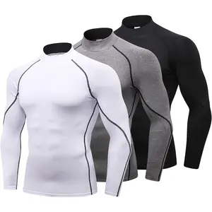 LANBAOSI 3 Pack Mens Mock Turtleneck Compression Shirts Long Sleeve Sun Protection Shirts Cooling Workout Gym Tops Undershirt LANBAOSI