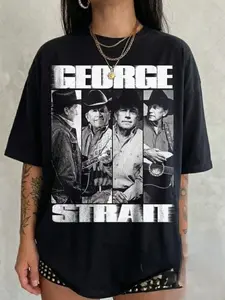 George Strait Shirt Vintage 90s Bootleg Graphic Tee Country Music, Unisex Cotton T-Shirt, Menswear, Womenswear R8X