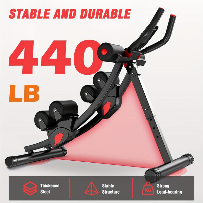 440 Lbs Ab Workout Weight Capacity Equipment, Ab Machine For Home Gym, Foldable Core & Abdominal Exercise Machine, Adjustable Ab Machine Full Body Workout Exercise Fitness Equipment Adjustable Height With Resistance Bands, Dual Track Ab Machine