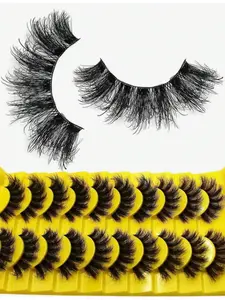 10 Pairs Soft Fluffy Natural 3D Mink False Eyelashes, Extension & Short Lashes Makeup Set