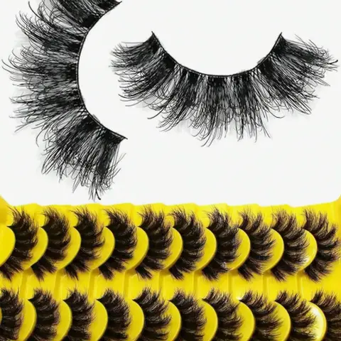 10 Pairs Fluffy Volume False Eyelashes Set - Realistic 3D Mink Lashes with Natural 3D Depth, Softly Full Short Lashes, Not Harsh Cosmetic Extensions for Adult Makeup Enhancement
