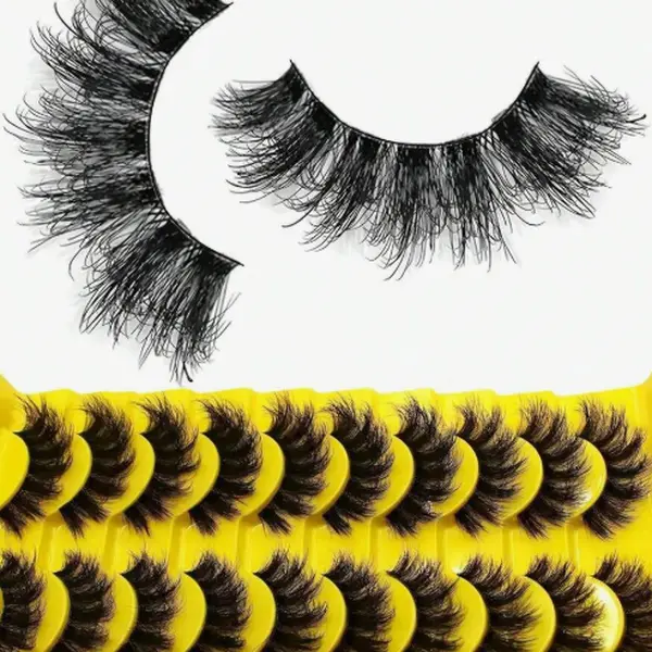 10 Pairs Fluffy Volume False Eyelashes Set - Realistic 3D Mink Lashes with Natural 3D Depth, Softly Full Short Lashes, Not Harsh Cosmetic Extensions for Adult Makeup Enhancement