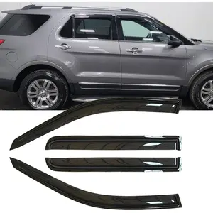 Original 4pcs Vent Window Wind Deflectors Compatible with 2011-2019 Ford Explorer, Outside Mount Dark Smoke Sun Snow Rain Guard Shades, Shatterproof Sunproof Tape on Side Window Visors 94293