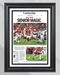 2024 Oklahoma Sooners stun Alabama 'SENIOR MAGIC' Poster Print Unframed Newspaper