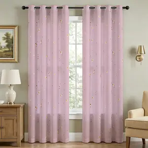 Blackout Curtains (2 Panels Korean Style Light Pink Tiny Speckle Curtains) ,Thermal Insulated  Luxury Golden Sparkle Window Curtains for Living Room Bedroom Decor