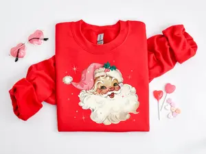Pink Santa Retro Christmas T-Shirts