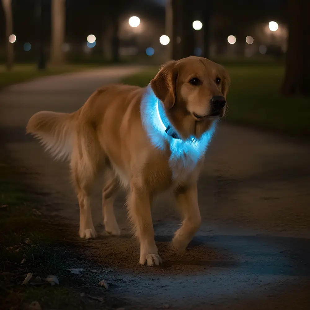 Rechargeable LED Dog Collar for Nighttime Safety, Waterproof and Comfortable Light-Up Design for Small Medium Large Dogs
