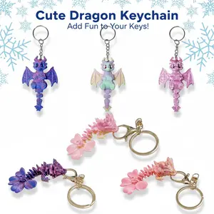 6PCS Gradient 3D Dragon Keychains – Colorful Cute Charms for Bags & Cars, Perfect Christmas or Birthday Gift