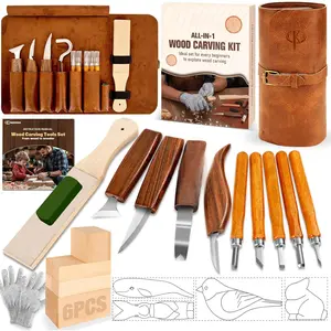 Carving it, 24 count  Carving Tools with PU Storage Bag,  Whittling nife it with 4 count Templates & 6 count Basswood Blocs for DIY Beginners
