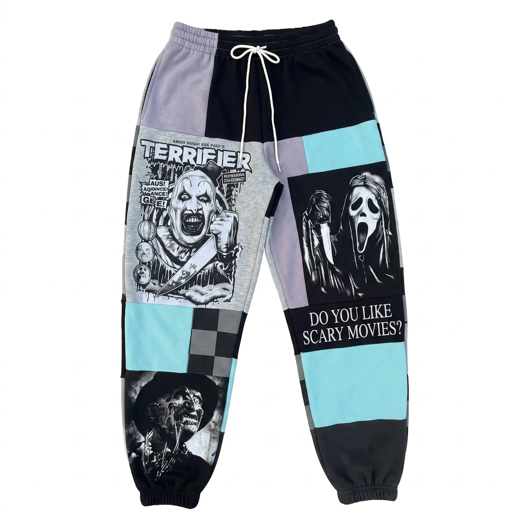 Do You Like Scary Movie Patchwork Sweatpants for Halloween, Vintage Streetwear All Seasons, Halloween Merch For Men And Women