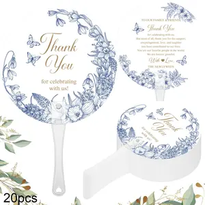 20pcs Wedding Handheld Fans, Durable Plastic, Simple Design, Outdoor Weddings, Bridal Parties, Church Events, Gift Ideas