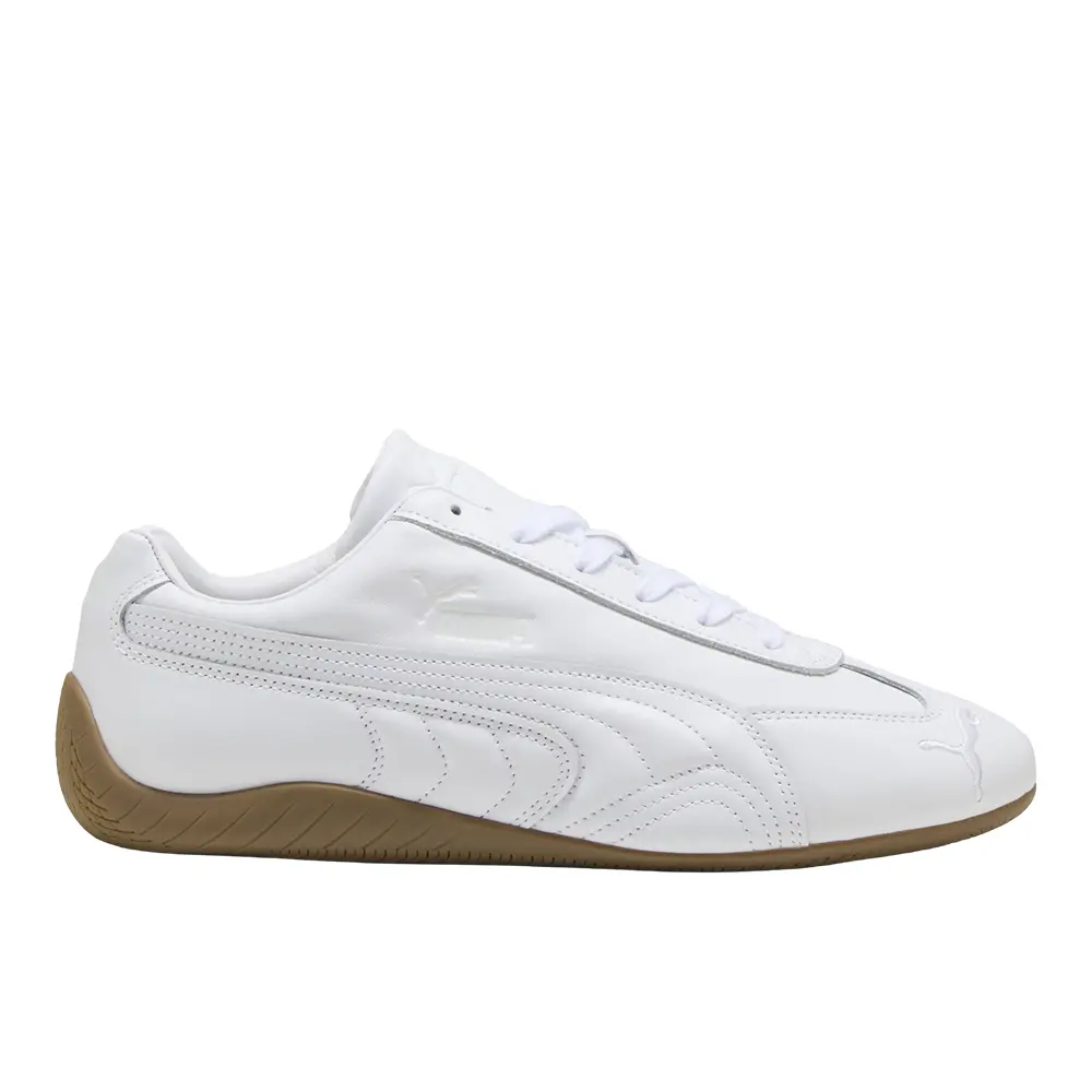 PUMA Mens Speedcat Leather Lace Up Sneakers Shoes Casual - White