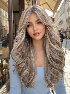 Light Brown Blonde Wig ✨ Wavy Style & Full Bangs Natural Heat Resistant Synthetic Hair for Women