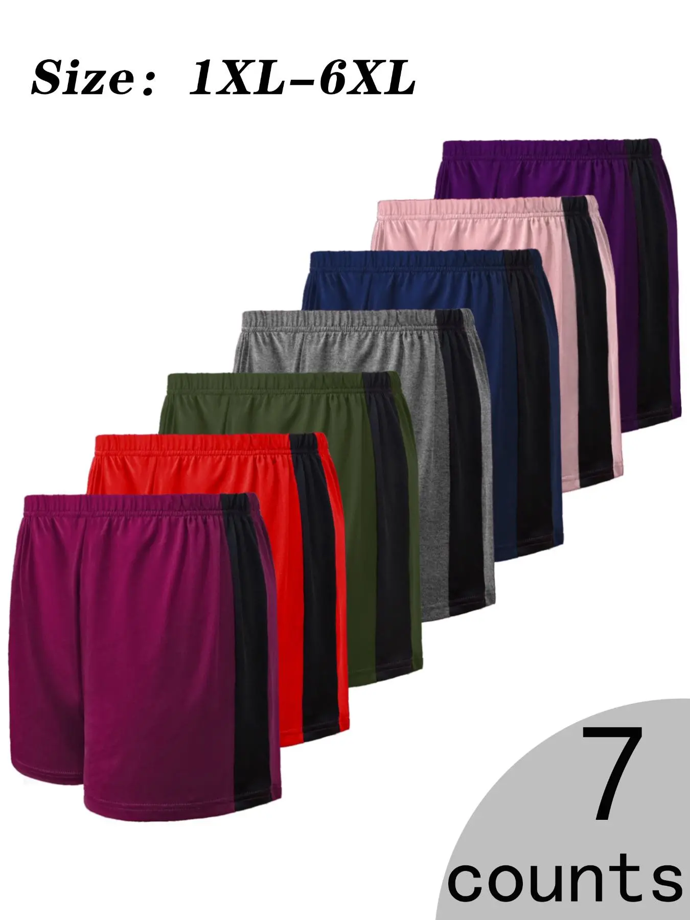 Plus Size Women's Colorblock Side Stripe Pajama Shorts, Minimalist Casual Comfy Breathable Summer Sleepwear Elastic Waist Pajama Shorts for Daily Wear, Women's Sleepwear & Loungewear for All Seasons, Womenswear, Pjs