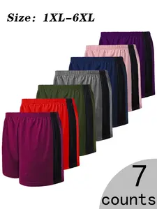Plus Size Women's Colorblock Side Stripe Pajama Shorts, Casual Comfy Breathable Elastic Waist Pajama Shorts for Daily Wear, Women's Sleepwear & Loungewear for All Seasons, Womenswear, Pjs