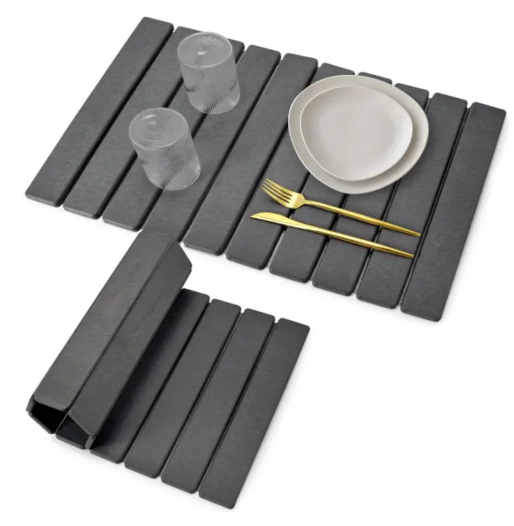 Large Stone Dish Drying Mat for Kitchen Counter, Quick Dry Stone Dishes Mats,Foldable Water Absorbing Diatomaceous Earth Drying Organizer Pad for Plate Rack Bottles Utensils(Dark Gray 24"×16" & 8"x4")