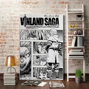 Vinland Saga Anime Poster Japanese Manga Art Print Dynamic Characters Black & White Canvas Wall Decor for Living Room Bedroom Cafe Perfect Gift for Anime Fans Unframed Canvas Print Anime Wall Art Bedroom Ornaments Artistic Decoration Photo