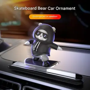 Creative Skateboard Bear Plush Toy, Sliding Design, Eco-Friendly Material, New Universal Car Dashboard Floating Screen Decor, Car Ornament