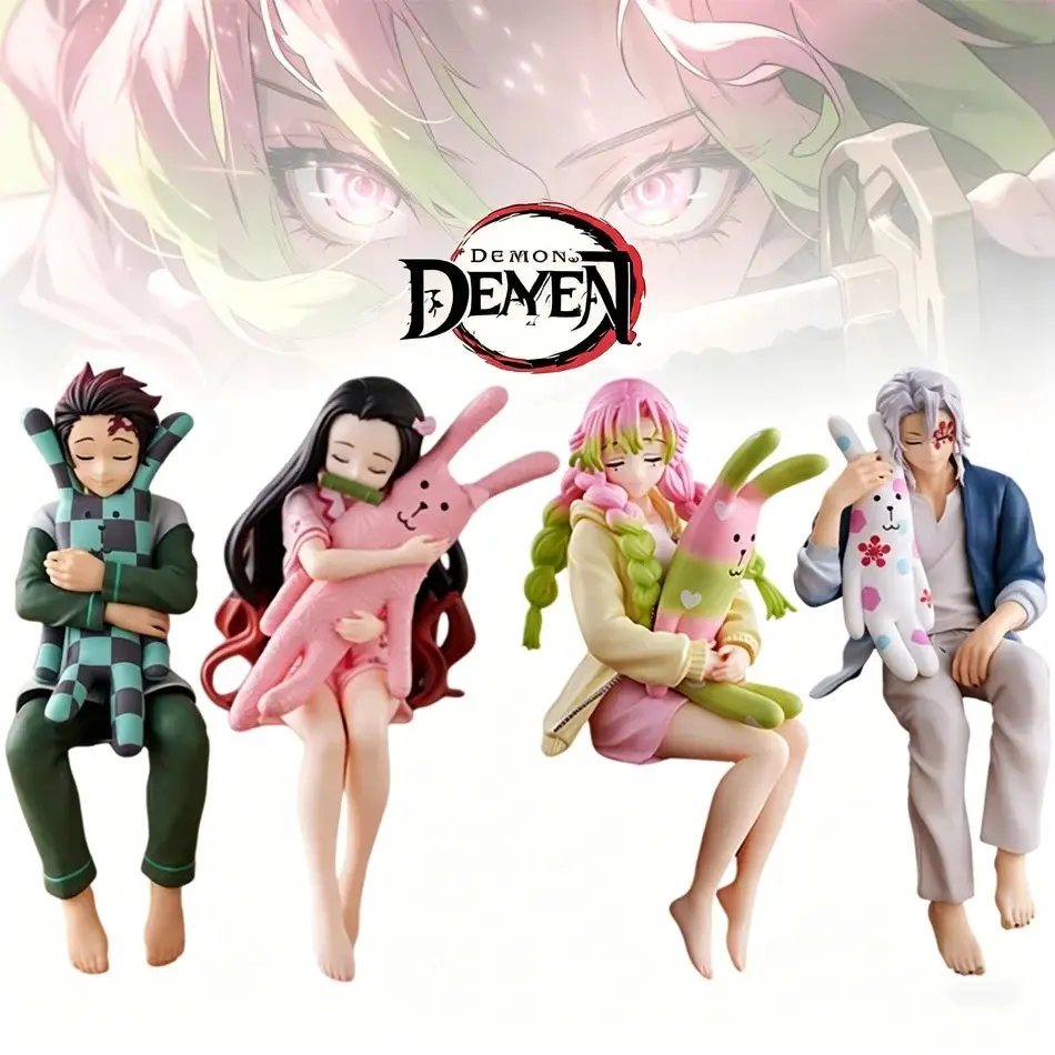 Anime Demon Slayer Figure Kamado Nezuko Uzui Tengen Kamado Tanjirou Kanroji Mitsuri Sitting Posture PVC Toy Gift In Stock