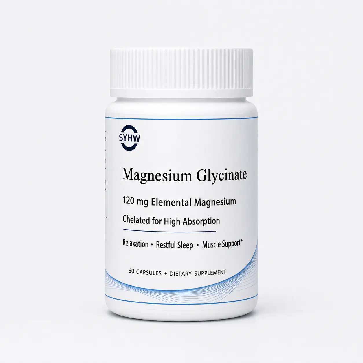 SYHW Magnesium Glycinate, High Absorption Magnesium Supplement, 120 mg Elemental Magnesium Per Serving, Relaxation, Restful Sleep & Muscle Support, 60 Capsules, 30 Servings