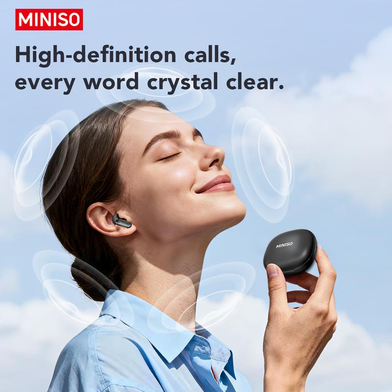 MINISO MS108 Wireless Headphones In-ear Design Noise Cancelling True Wireless Earbuds with Digital Display Bluetooth 6.0 Gaming Headset for Running Exercising Lightweight Fitness Earphones