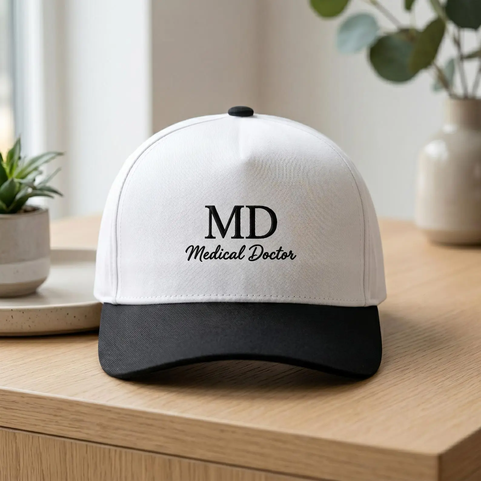 Custom Medical Doctor Embroidered Hat | MD Two-Tone Baseball Cap | Physician Graduation Gift