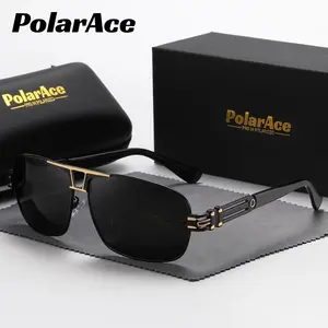 PolarAce Unisex Metal Polarized Rectangular Frame Sunglasses Driving Sunglasses Shades.