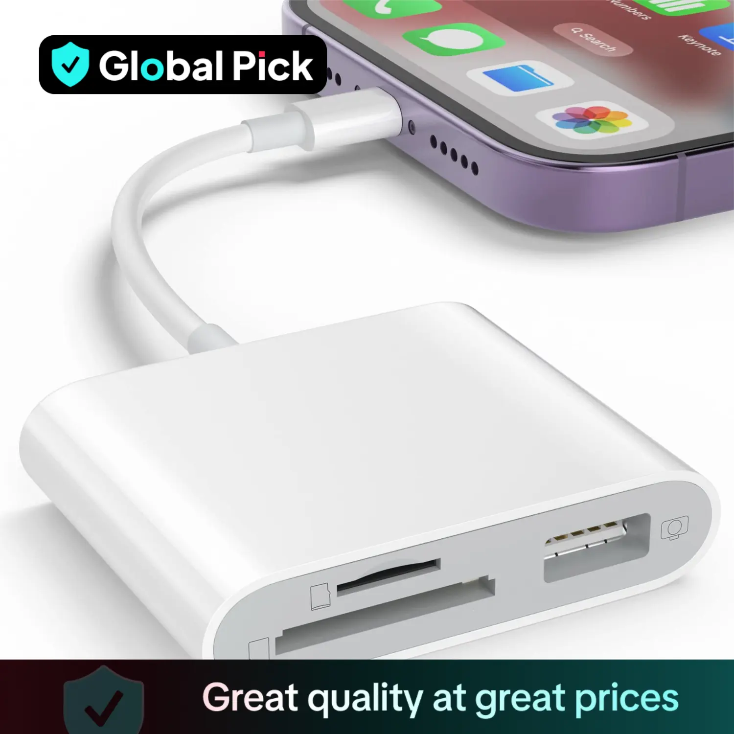 SD Card Reader OTG Adapter for iPhone, Memory Card Reader with USB Camera Adapter, Plug & Play Trail Game Camera SD Card Viewer for iPad, SD Cards Rea