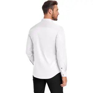 Mandarin Collar Dress Shirt for Men Clergy Shirt Collarless Button Down Business Casual Shirts